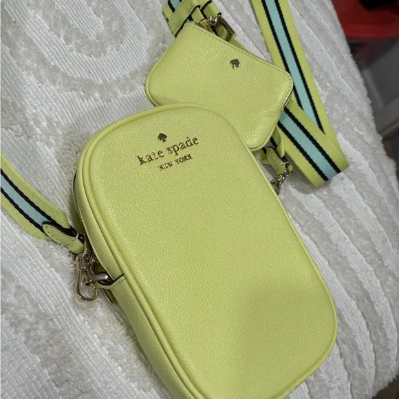 Kate Spade Yellow Crossbody Bag with Stripe Strap - Picture 4 of 14
